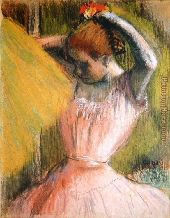 Dancer arranging her hair painting - Edgar Degas Dancer arranging her hair art painting Dancer arranging her hair painting - Edgar Degas Dancer arranging her hair art painting